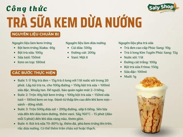 Hướng Dẫn Cách Làm Trà Sữa Dừa Nướng Kem Trứng Thơm Ngon Chuẩn Vị Hướng Dẫn Cách Làm Trà Sữa Dừa Nướng Kem Trứng Thơm Ngon Chuẩn Vị