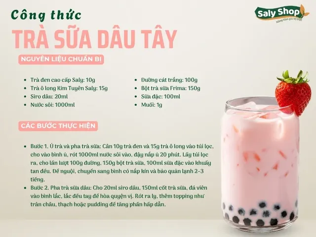 Cách Làm Trà Sữa Vị Dâu Thơm Ngon, Chuẩn Vị Tại Nhà Đơn Giản