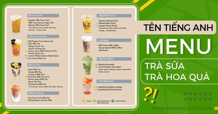 Menu Trà Sữa Bằng Tiếng Anh: Từ Vựng, Cách Đặt Tên Chuẩn Và Thuật Ngữ Phổ Biến