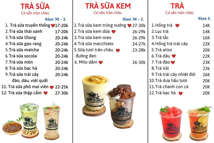 Trà Sữa Gogo: Menu, Địa Chỉ & Review Quán Hấp Dẫn Nhất