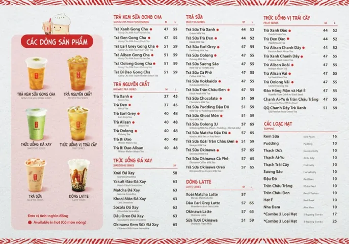 Menu Trà Sữa Gong Cha: Khám Phá Các Món Đồ Uống Hot Nhất Hiện Nay