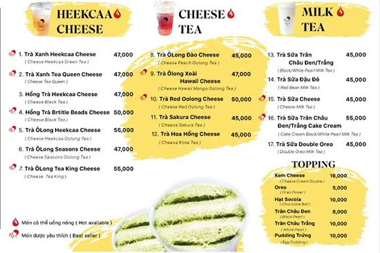 Menu Trà Sữa Heekcaa: Khám Phá Các Món Ngon & Ưu Đãi Hấp Dẫn