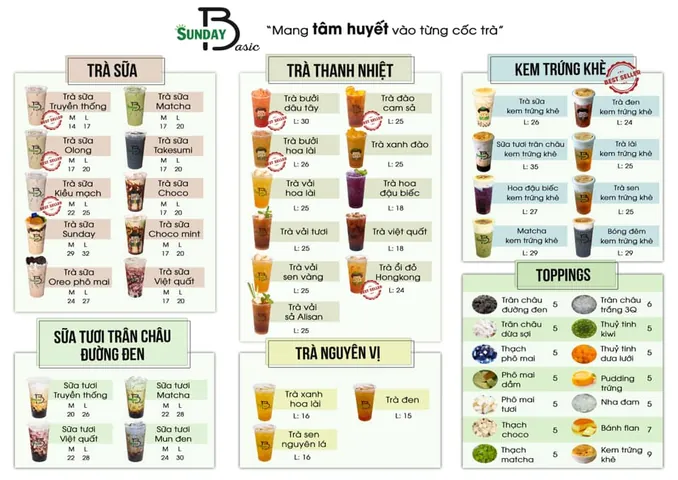 Sunday Basic Quận 7: Địa Chỉ, Menu & Ưu Đãi Trà Sữa Ngon