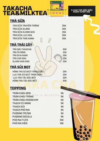 Trà Sữa Taka Cha: Khám Phá Menu, Địa Chỉ & Đánh Giá Chi Tiết