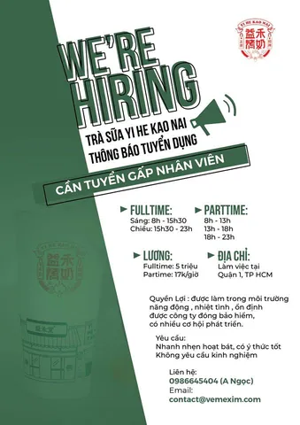 Tuyển Dụng Nhân Viên Pha Chế Trà Sữa: Thông Tin Chi Tiết & Cơ Hội Việc Làm