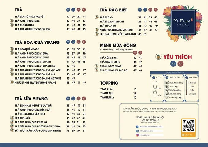 Trà Sữa Yifang: Menu, Review & Địa Chỉ Thương Hiệu Đài Loan Nổi Tiếng