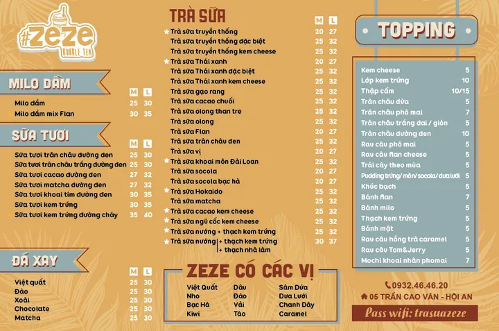 Trà Sữa Zeze: Menu, Chi Nhánh Và Ưu Đãi Hấp Dẫn Nhất